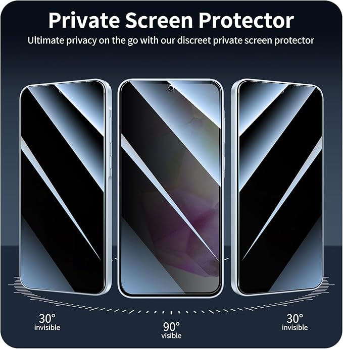 3*Privacy Screen Protector for Samsung Galaxy A55/A35 with a Installation Alignment Aid, Anti-Spy Tempered Glass Film, Dark Private Black Protection, [Shatterproof][ Shockproof][Scratchproof]