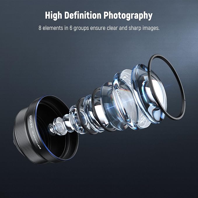 NEEWER HD 85MM Telephoto Phone Lens Only for 17mm Thread Backplate, 2.5X Magnification Compatible with SmallRig NEEWER iPhone Samsung Phone Cage Case with 17mm Lens Adapter, LS-59