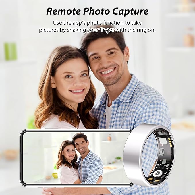 Smart Ring for Women Men Fitness Ring with Heart Rate, Blood Oxygen, Blood Pressure, sleep tracker, Step tracker, IP68 Waterproof health ring for iOS & Android,No Subscription Fee (Silver, 10#)