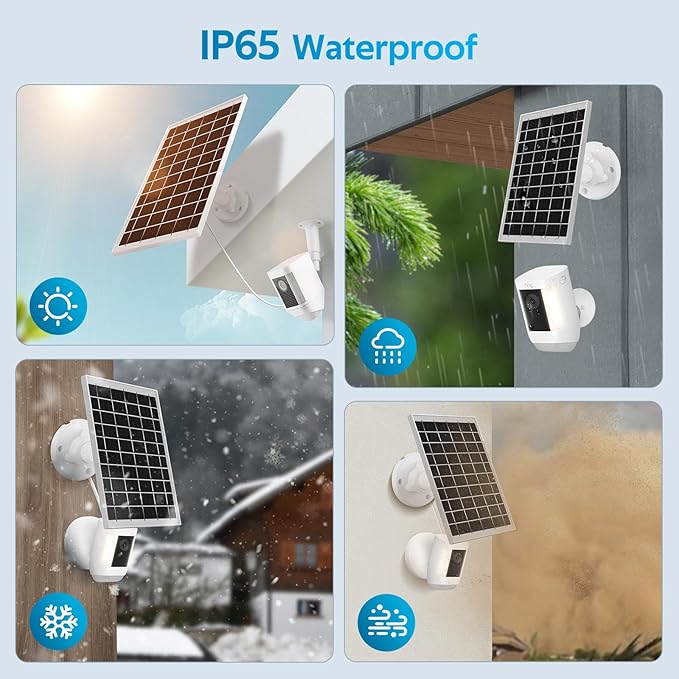 7W Solar Panel for Ring Camera, USB Ring Solar Panel for Security Camera with DC Port Charger, Ring Solar Charger Compatible