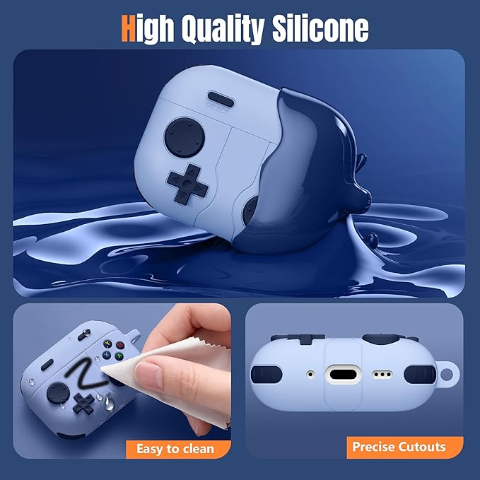 Game Case for AirPods Pro 3 Case 2025, Shockproof Silicone Cover for Apple AirPods Pro 3, Skin-Friendly, Anti-Fingerprint, with Cleaner Kit & Keychain – Durable Case for Women Men– Lilac