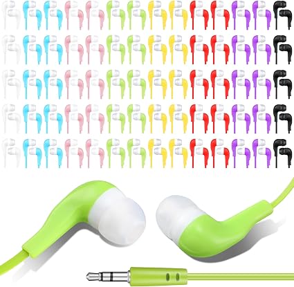 Kigeli 100 Pack Earbuds Compatible, in-Ear Design for Students, Multicolor