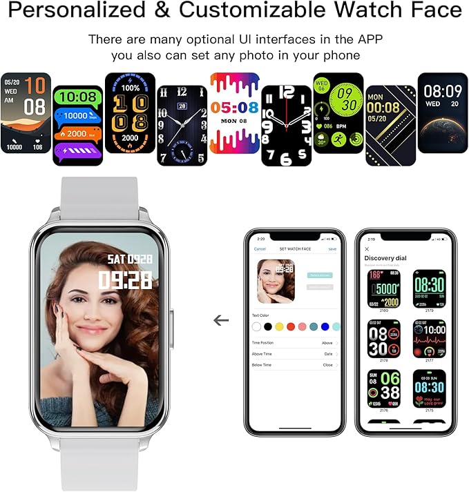 Smart Watch Fitness Tracker Make/Answer Calls for Women Men with Heart Rate Blood Oxygen Sleep Monitor Sports Modes Step Calorie Counter IP68 Waterproof for Android Phones and iPhone