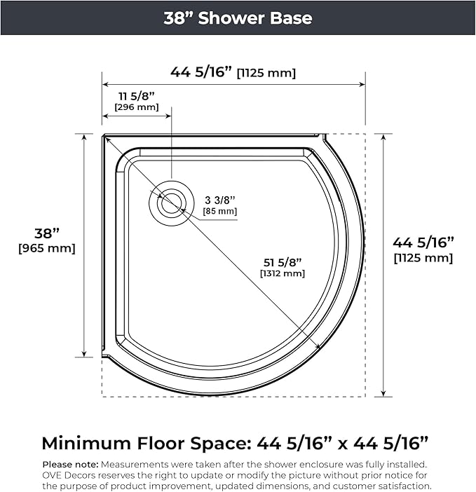 OVE Decors Breeze 38 in. Corner Shower, With Included Base, Clear Glass and Chrome Finish