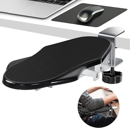 Arm Rest for Desk, 180 Degree Rotating Elbow Pad, Wrist Support, Black
