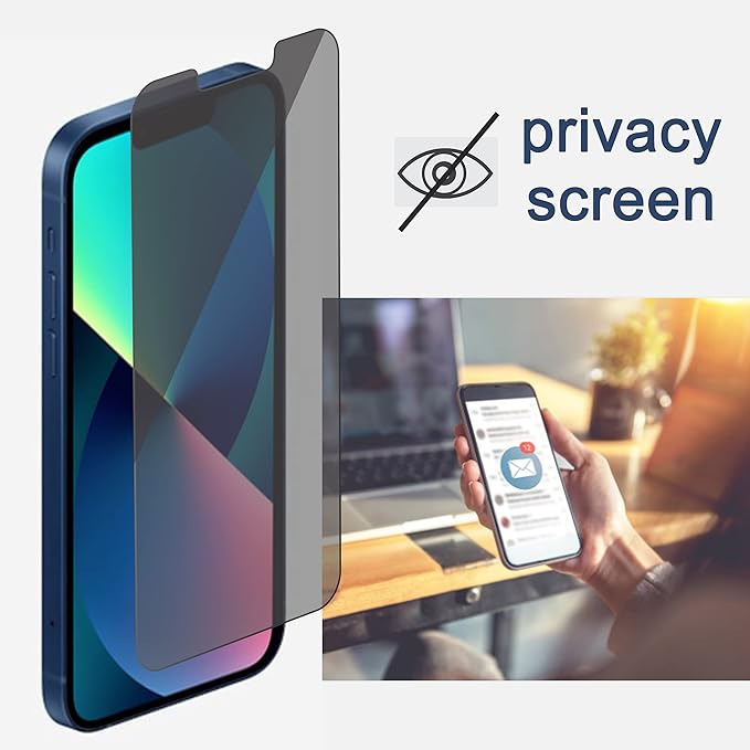 Ailun 2Pack Privacy Screen Protector for iPhone 13 Mini [5.4 inch] + 2 Pack Camera Lens Protector, Anti Spy Private Tempered Glass Film,[9H Hardness] - HD