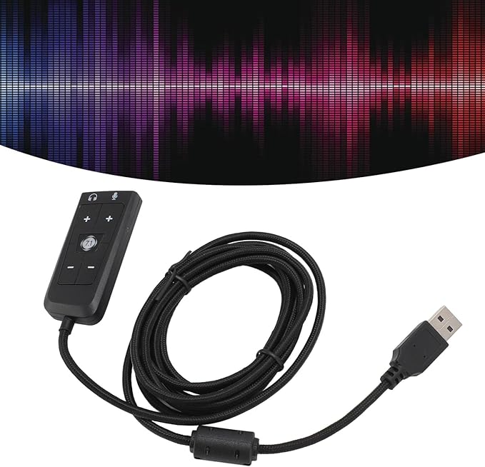 USB to 3.5mm Jack Audio Adapter, External USB Sound Card with Volume Control, Virtual 7.1 Surround Sound, USB Adapter for HyperX Cloud II Gaming Headset, Compatible with PC