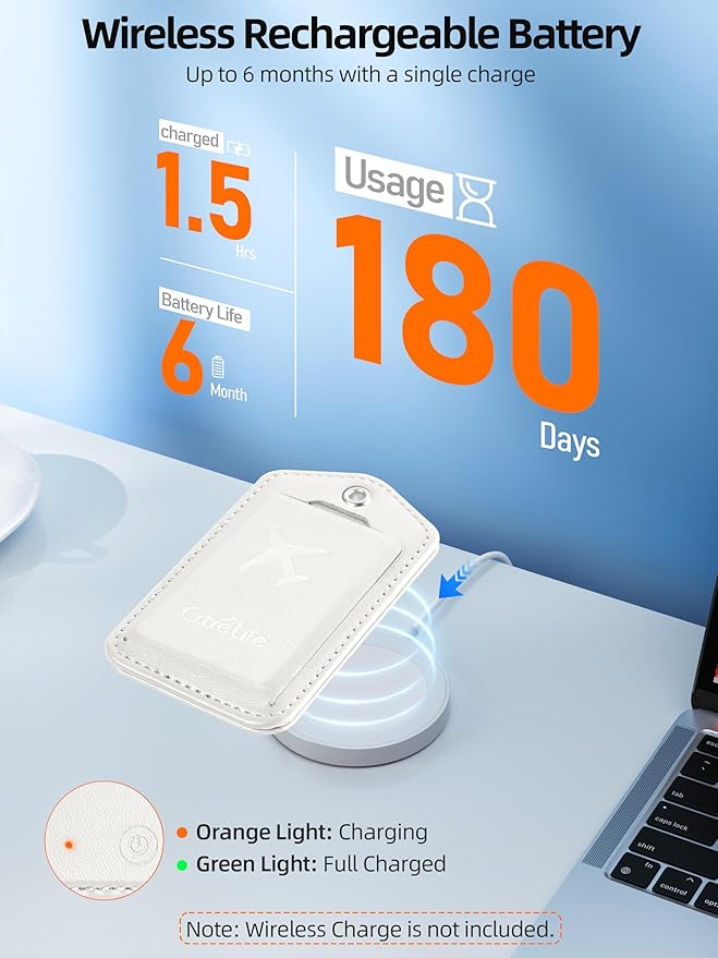 Luggage Tags, Works with Apple Find My, Leather Luggage Tag for Suitcases, Travel Tags, Bag Tag, Suitcase Tag with Privacy Flap, Anti-Lost Smart Luggage Tracker, Travel Essentials, White
