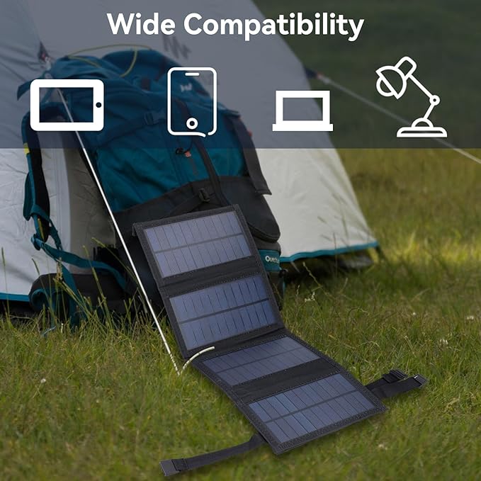 20W USB Foldable Solar Panel, Portable Solar Charger 20W Foldable Solar Panel with 5V USB for Smartphone, Tablet, Laptop, Camera Waterproof Solar Cells Charger for Outdoor Use