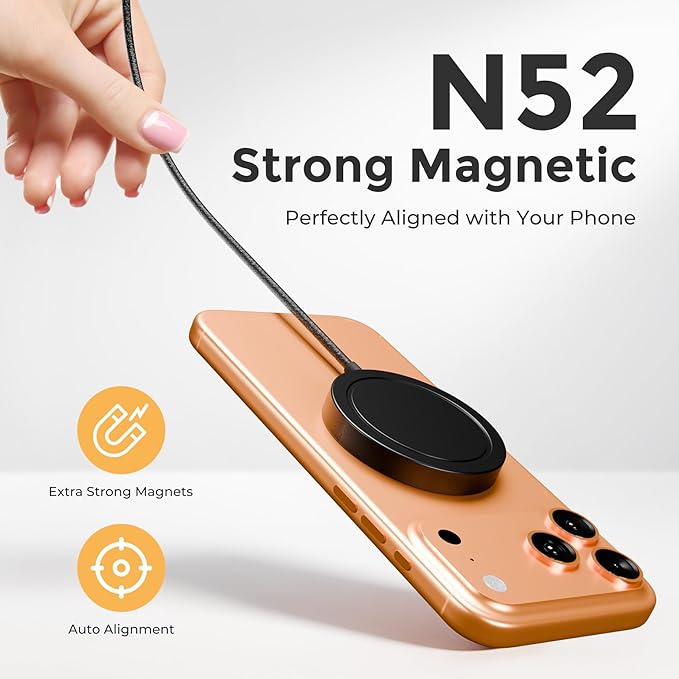 25W Magnetic Wireless Charging Pad: Qi2.2 Qi2 MagSafe Fast Charger for iPhone Air 17e 17 16 15 14 Pro Max, Samsung Galaxy S26 S25, Google Pixel 10 & AirPods, Gift Ideal for Desk Travel (Black, 1 Pack)
