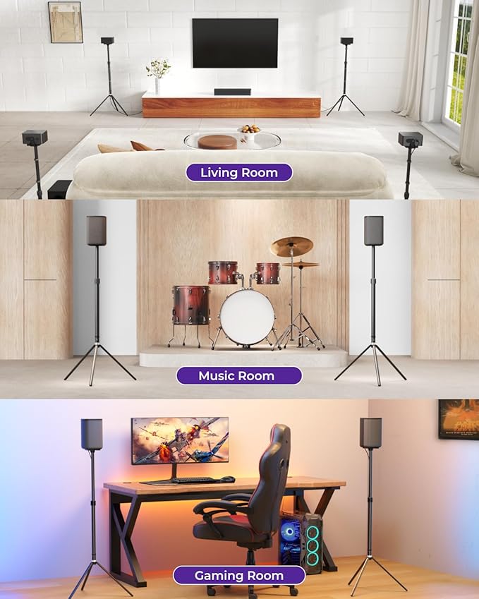 ULTIMEA 7.1CH Sound Bar with Dolby Atmos, Bundle with Adjustable Speaker Stands Pair, Compatible with Aura/Poseidon/Skywave Series, 350W Home Theater System for Smart TV