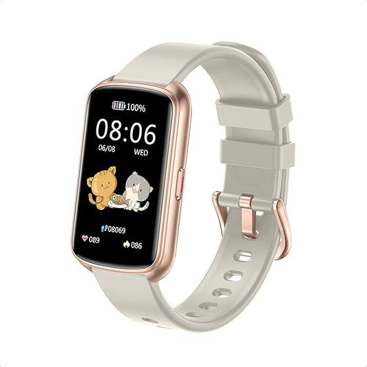 Fitness Tracker with 1.47" Touchscreen, Slim Smart Watch for Men Women, 5ATM Waterproof Activity Tracker with Heart Rate Blood Oxygen Sleep Monitor, Smartband for Android iOS (Light Grey)