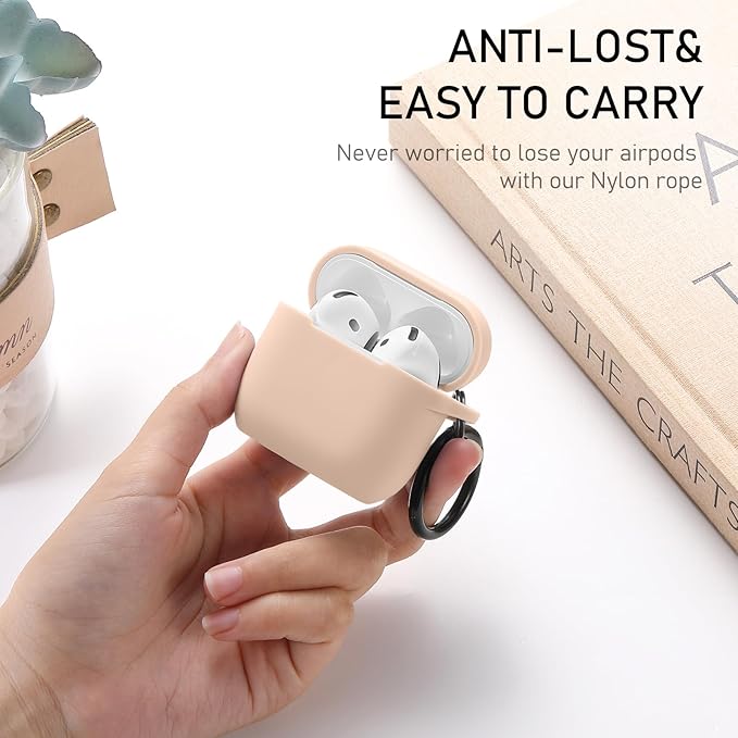 Maxjoy for Apple Airpods 4th Generation Case Cover(2024), Silicone Case with Cleaner Kit & Keychain Compatible Compatible with Airpods 4 case for Women,Men(Beige)