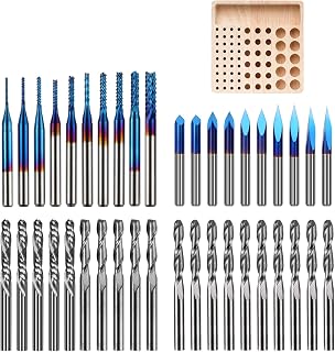 LUNYEE 40Pcs End Mills CNC Router Bits, 1/8" Shank Milling Bit Storage Tray - Image 1