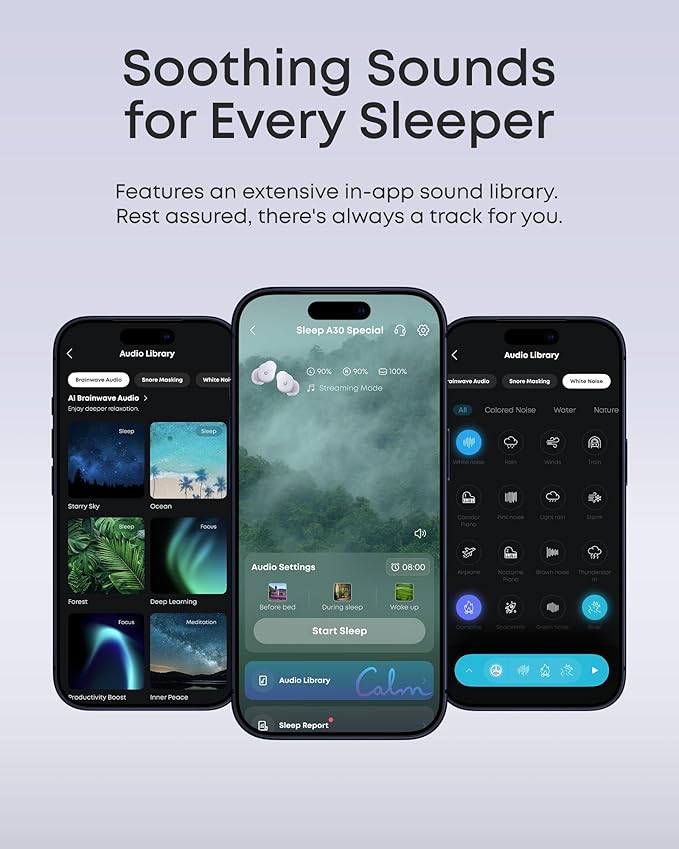 Soundcore Sleep A30 Special by Anker, Sleep Earbuds, ANC, Passive Isolation, Snore Masking Sleep Headphones, Extensive Sleep Audio, Ultra Comfort for Side Sleepers, 8-10H Playtime