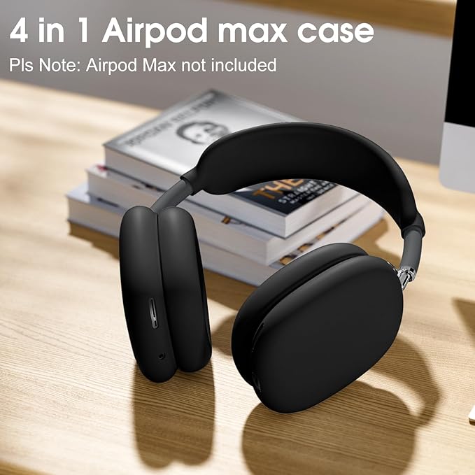 Lerobo Soft Case Cover for AirPods Max Headphones, for Airpods Max Ear Cup Covers/Ear Pad Case Cover/Headband Cover/Max Headband Pad,Accessories Silicone Skin Protector for Apple AirPods Max (Black)