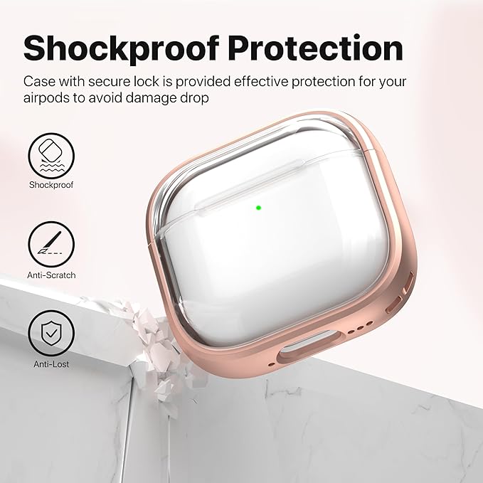 Valkit Compatible Airpods 4 Case Cover, Soft TPU Airpods 4th Generation Case with Cleaner Kit, Shockproof Protective Cases with Keychain for Apple AirPod 4 Gen Cases for Women Men(Clear Rosegold)