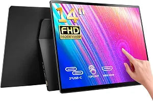 14" Portable Monitor Touchscreen, 1080P FHD 100% sRGB USB-C Travel Monitor