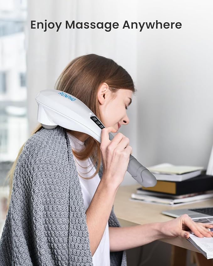 RENPHO Rechargeable Handheld Back Massager, Cordless Electric Neck Massage Tool for Shoulder, Foot, Leg, Calf, Christmas Birthday Gifts for Women and Men