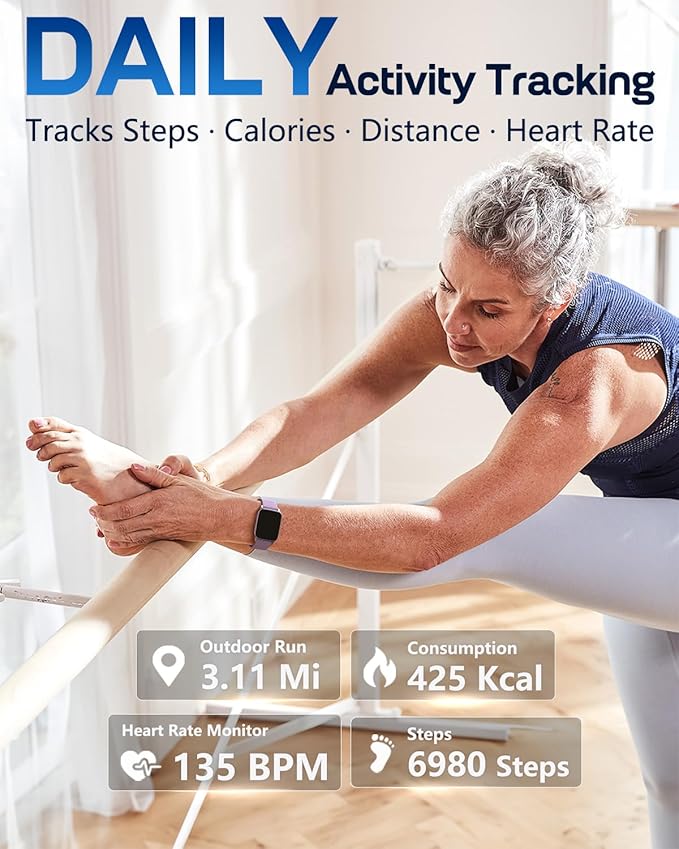 MorePro Fitness Tracker with 24/7 Heart Rate & Blood Pressure Monitor, Blood Oxygen & Sleep Tracker, Smart Watch with Step Calorie Counter, IP68 Waterproof Activity Tracker for Women Men Android iOS