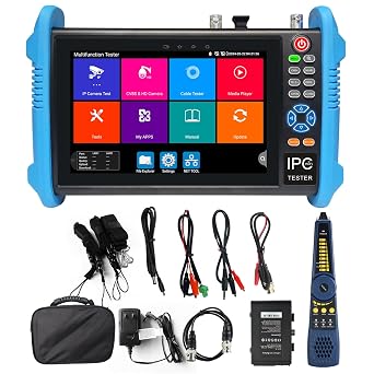 Upgraded 8K IP Camera Tester, WANLUTECH CCTV Tester 7inch Touchscreen 8MP TVI CVI AHD CVBS Camera Test 90W PoE Power Cable Tracer RJ45 Cable TDR Test SFP Network Tools WiFi HDMI VGA (IPC-9800CADH Pro)