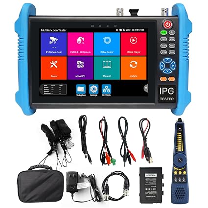 Upgraded 8K IP Camera Tester, WANLUTECH CCTV Tester 7inch Touchscreen 8MP TVI CVI AHD CVBS Camera Test 90W PoE Power Cable Tracer RJ45 Cable TDR Test SFP Network Tools WiFi HDMI VGA (IPC-9800CADH Pro)