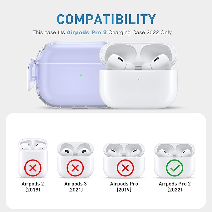 Valkit Compatible Airpods Pro 2 Case Clear with Lock, Shockproof AirPods Pro 2nd/1st Generation Case Soft Transparent Protective Cover with Lanyard iPods Pro 2 Skin for Airpods Pro 2nd/1st Gen