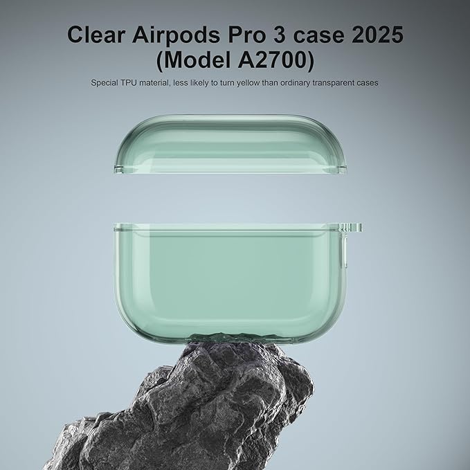 Valkit for Airpods Pro 3 Case Clear with Cleaner Kit | Soft TPU Airpods Pro 3 Generation Case | Protective Cover Shockproof | iPods Pro 3 Cases | for Air pods Pro Gen 3 2025(Clear Green)