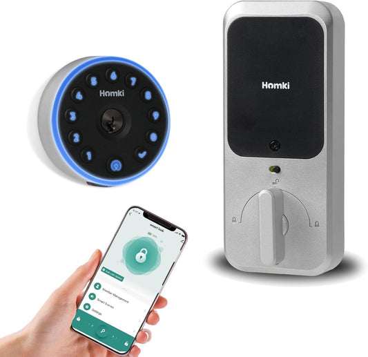 Keyless Entry Smart Door Lock – Keypad, App Control, 150 Codes, Auto Lock, Silver