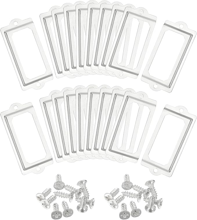uxcell Metal Label Holders, 70x33mm 60pcs File Name Card Tag Label Holder Frame for Office Library Drawer Cabinet Shelves, Silver Tone