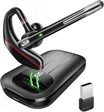 EKVANBEL Bluetooth Headset V5.3, Wireless Earpiece with 1000mAh Charging Case, 96H Talktime, Hands Free Noise Canceling Headphones with Dual-Mic for Computer Cell Phones Trucker Home Work - Image 1