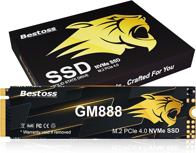 Bestoss NVMe M.2 2280 SSD 512GB Internal PCIe 4.0 Gen4, Up to 7100MB/s