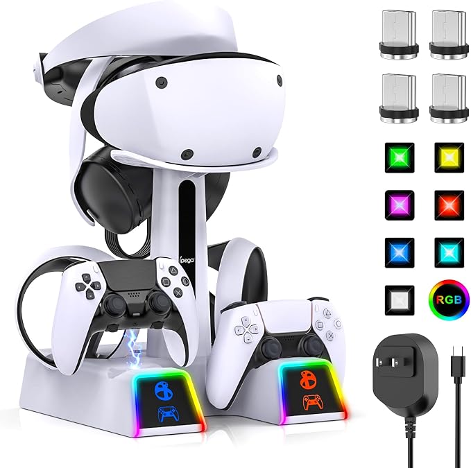 Fastsnail RGB Charging Station for PS VR2 / PS5 / PS5 with 10 Led Light