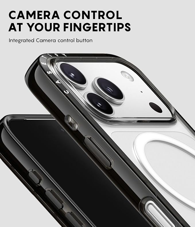 CASETiFY Compact iPhone 17 Pro Case [Slim and Sleek/Compatible with Magsafe / 4 ft. 2X Military Grade Drop Protection] - Nantucket Blue Hydrangeas - Clear Black