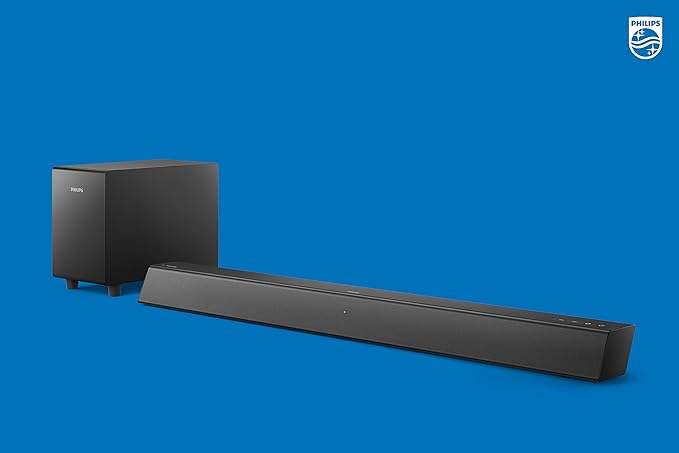 Philips B5306 2.1 Channel Soundbar with Wireless Subwoofer - Bluetooth, HDMI ARC, Roku TV Ready, 40W Max Power, Black