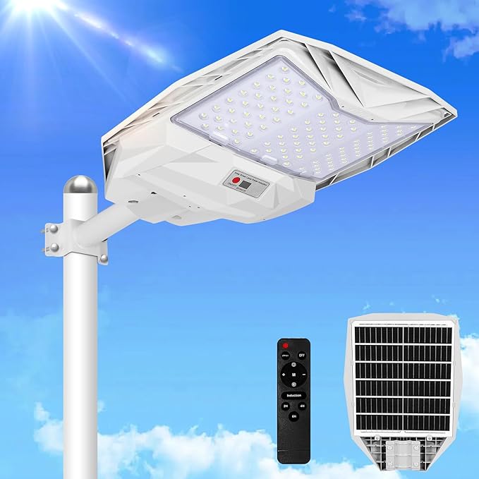 Solar Street Lights Outdoor 700000LM, Bright LED Street Lights with Motion Sensor and Remote, Dusk to Dawn Waterproof Security Lights for Yard, Driveway, Parking Lot