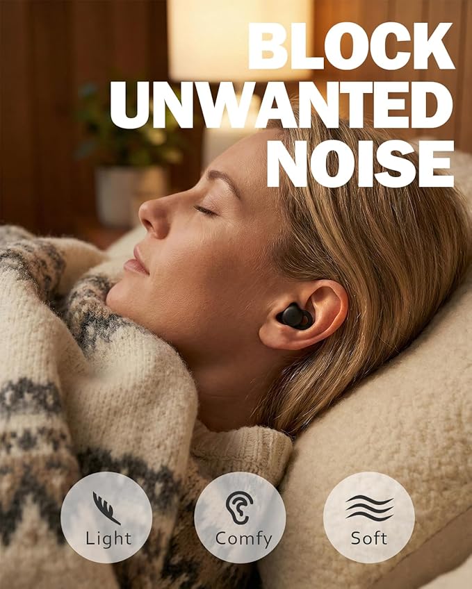 Sleep Earbuds, Comfortable Sleeping Headphones Small Design for Side Sleepers Invisible Buds Wireless Bluetooth Earphones for Noise Blocking Snoring
