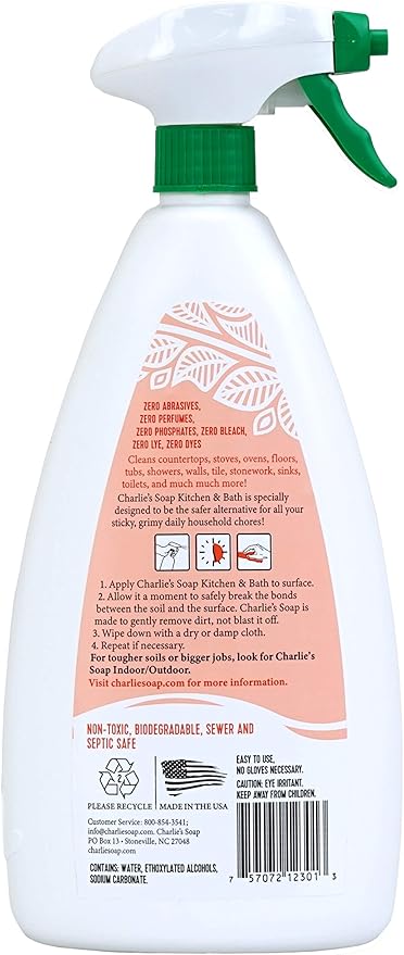 Charlie's Soap Indoor Outdoor and Kitchen & Bath Cleaner Variety Pack, 32 oz Each