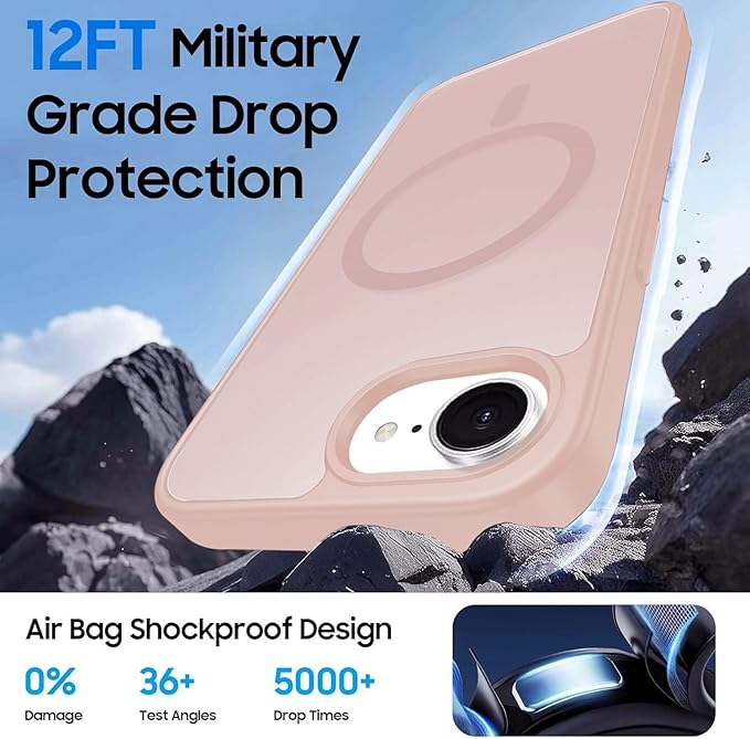 Magnetic for iPhone 17e Case & iPhone 16e Case with Detachable Wallet, Compatible with MagSafe, Military Protective Slim Phone Cover with Card Holder, Pink