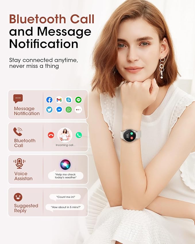 Smart Watches for Women Men (Make/Answer Calls), Bluetooth Smart Watch with Heart Rate/SpO2/Sleep Monitor, 110+ Sport Modes Waterproof Fitness Watch, Fitness Tracker Watch for Android Phones/iPhones