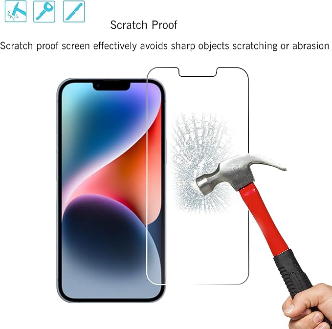 Ailun 3 Pack Screen Protector Compatible for iPhone 14 Plus[6.7 inch] + 3 Pack Camera Lens Protector,Case Friendly Tempered Glass Film,[9H Hardness] - HD