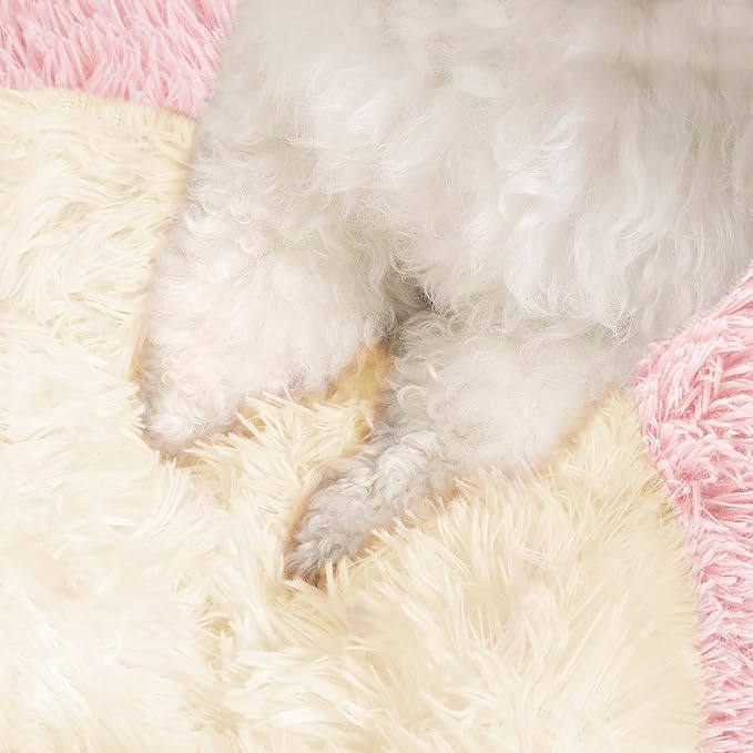 NOYAL Round Hooded Donut Dog Bed for Small & Medium Pets - Plush Fluffy Anti-Anxiety Cat Cave Bed with Cover
