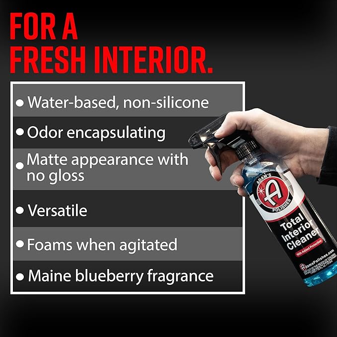 Adam's Polishes Interior Cleaner & Protectant (16oz) (2-Pack), Quick Detailer & SiO2 Protection, Ceramic Infused UV Protection, Anti-Static, For Leather, Vinyl, Plastics, Glass