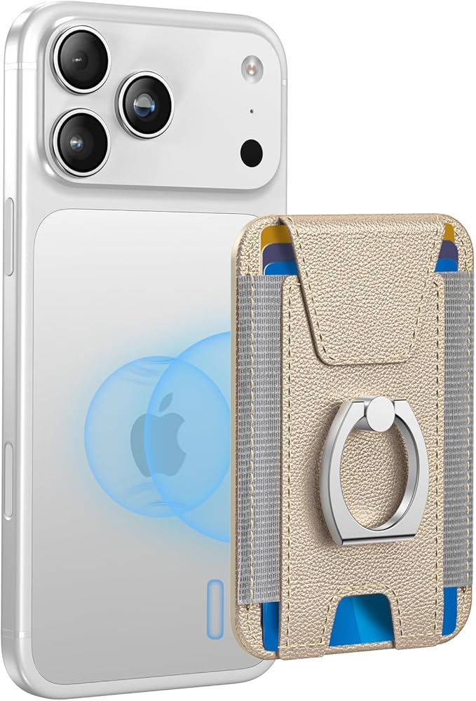 ExtreLife For Magsafe Wallet with Grip, 6-Card Holder, Stronger Magnetic Card Wallet Holder for iPhone 17/16/15/14/13/12 Series, Leather Magnetic Phone Wallet with Privacy Flap, Desert Titanium Gold