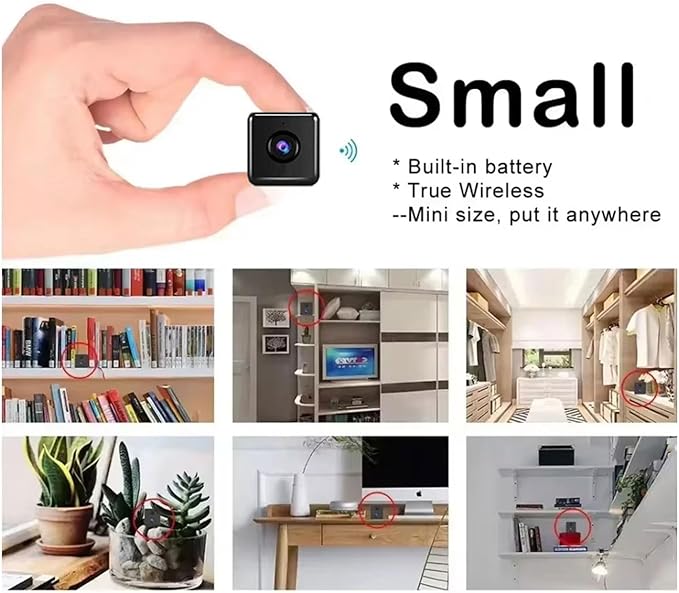 Mini Camera WiFi, Mini Camera, 1080P HD Nanny Cam Night Vision Indoor Outdoor IP Camera for Baby/Pet, Remote Viewing for Home Security with iOS,Android Phone APP