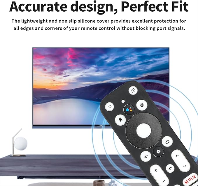 Silicone Remote Control Case Compatible with Onn 100024646 100026240 4K UHD Stick TV Box Remote Shockproof Protective Shell Cover with a Lanyard (Black)