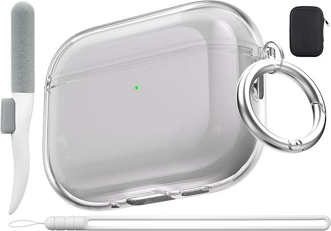 Valkit for Airpods Pro 3 Case Clear with Cleaner Kit | Soft TPU Airpods Pro 3 Generation Case | Protective Cover Shockproof | iPods Pro 3 Cases | for Air pods Pro Gen 3 2025(Clear Black)