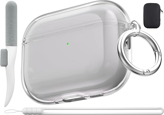 Valkit for Airpods Pro 3 Case Clear with Cleaner Kit | Soft TPU Airpods Pro 3 Generation Case | Protective Cover Shockproof | iPods Pro 3 Cases | for Air pods Pro Gen 3 2025(Clear Black)