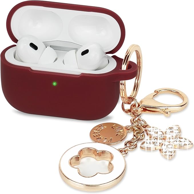 Case for Airpods Pro 2 Case with Cute Bling Keychain, Silicone Protective Case Cover for Airpods Pro 2nd Generation Case Earbuds Cases Women Girls