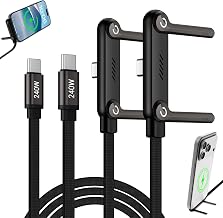 2-in-1 Invisible Stand Fast Charging Cable 240W Type-C Braided Fast Charging Cable Built-in Phone Stand 2 in 1 Phone Holder Cable for Suitable for Gaming Office and Travel Black 2Pack - Image 1